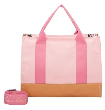 Fritzi Canvas Tote Bag Uni Shopper Damen Handtasche 29,5 x 40 x 14 cm – Schwarz, Rosa, Orange, Light Purple, Mint-Salbei, Blau, Pink, Gruen, Lila, Mint-Pastell, Braun, Rosa, Beige, Gelb