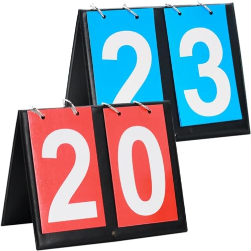 Uzepie 2 marcadores portátiles, 2 marcadores digitales, tablero de puntuación plegable portátil para interiores y exteriores, baloncesto, fútbol, béisbol, voleibol, tenis de mesa, números de