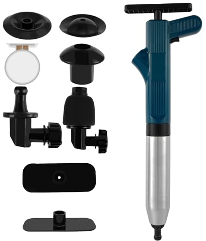 BOBASH WC-Taucher, mit 4 Kolben, tragbar, Hochdruck, effizient, Plugger für Toiletten, Blau