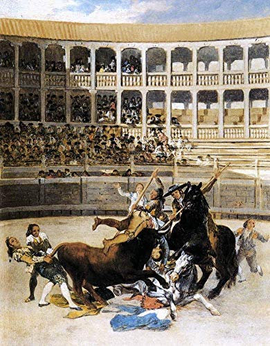 Toperfect 24 Kunstgemälde Picador vom Stier gefangen Romantisches, modernes Ölgemälde von Francisco Goya auf Leinwand, Wanddekoration 03, €50-2000 Handgemalt von Lehrern der Kunstakademien