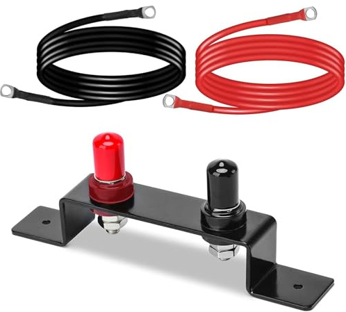 Batterie-Starthilfe-Set, wasserdichter Batterie-Ladepfosten, Remote-Batterie-Überbrückungs-Set mit 124,5 cm Kabel und Halterung, für UTV, ATV, Auto, LKW, Wohnmobil, Traktor, Boot, Ladepfosten