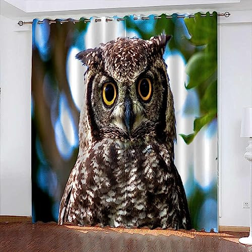 Verdunklungsvorhänge Kinderzimmer150 X 166 cm Tierische Eule 2 Stück Vorhang Blickdicht Ösenschal Kindergardinen Junge Verdunklungsgardine Größe: 2 X - Rauschunterdrückung Wärmedämmung -1G5K-L1