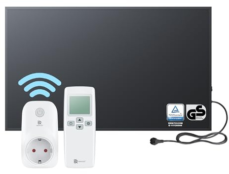 BR Bringer® Infrarotheizung 700 W Smart-Thermostat Fernbedienung | Schwarze Infrarot Elektroheizung für die Wandmontage - energiesparende Strahlungswärme, TÜV und GS geprüft