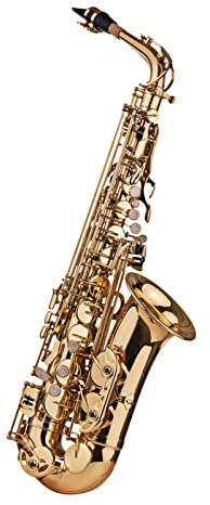 HUIOP Sassofono MIB Alto Sax Ottone Laccato Oro 802 Chiave Tipo Strumento a fiato con Custodia Imbottita Guanti Panno per Pulizia Spazzole Cinghie per Sax Ance