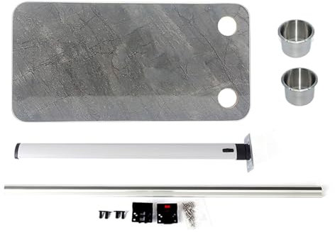 TRUNXUCL Wohnmobil Wandklapptisch mit Tassenschlitz, Wandtisch mit Klappbein, Abnehmbarer Campingtisch, für Wohnmobil Camping Picknick im Freien (Color : Grau)