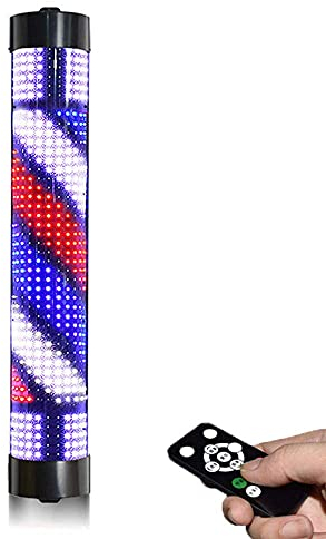 Luz LED para Poste de barbero de Estilo clásico - Tiras giratorias con Control Remoto para peluquería y barbería - Letrero para Exterior montado en la Pared Impermeable y de bajo Consumo energético