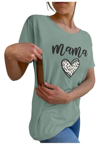Generisch Stilltops Damen Kurzarm Umstandsshirt Stillen Stillfreundliches Umstandsmode T-Shirt Mit Reißverschluss Oberteil Elegant Schwangere Nursing Tops Umstandstop Stillshirt