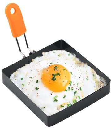 Square Egg Mould, Square Egg Ring, Egg Molds for Frying, Square Egg Ring, Stainless Steel Fried Egg Ring, Pancake Maker with Silicone Handle for Sandwich