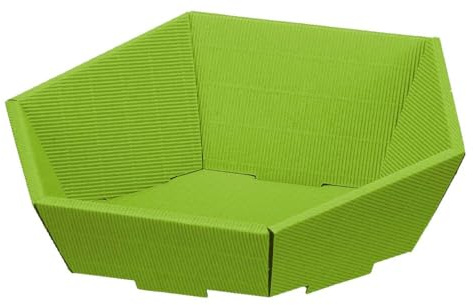 Geschenkkorb Präsentkorb Wellpappkorb 6-eckig klein hellgrün 29 x 27 x 6/10,5 cm, 25 Stück
