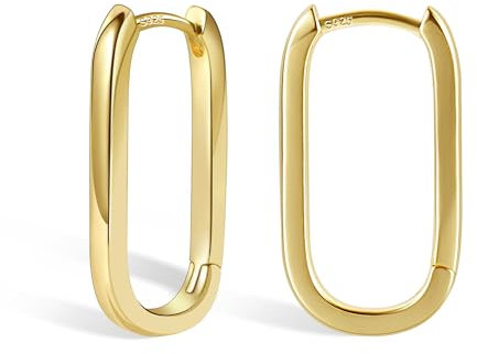 Gold Ohrringe für Damen, Kleine Eckig Creolen Ohrringe hypoallergen Kleine Huggie Breit Creolen Ohrringe Oval Creolen Ohrringe Eckig Creolen Rechteckig Ohrringe für Damen Mädchen