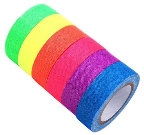 Tofficu 6rollen Fluoreszierendes Klebeband Für Uv-partys Neon-tape Farben Für Kreative Dekoration Theateraufführungen Und Sportevents Leuchtet Bei Schwarzlicht