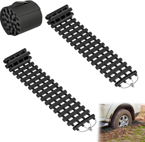 YRHome Anfahrhilfe Traktionshilfe Sandmatte Tracking Mat 100 x 21 cm Anfahrtshilfe Traktionsmatte Anfahrmatte Offroad mit Tragetasche Sandblech für Schnee, Schlamm, EIS