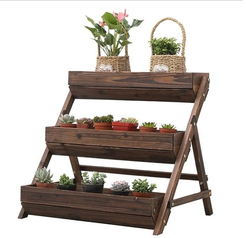 RATSTONE Jardinière Surélevée Verticale,avec 3 Zones De Plantation d'Herbes Et De Fleurs,Sapin,(105x72x88cm) Idéal pour La Cour,Le Balcon,Le Jardin,Etc.