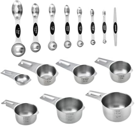 CIYODO Misurini e Cucchiai Da Cucina Manici Set Di Dosatori Metrici Per Dolci Organizzati in Borsa Per Misurazioni Accurate e Conservazione Efficiente