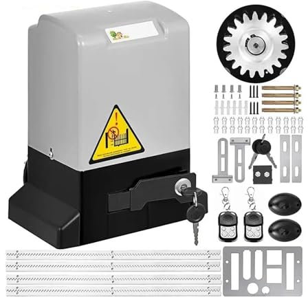 KONGMM Sliding Gate Motor, Gate Opener 1300LBS Electric Garage Door Opener Automatic Sliding 2 Keys With 4m Racks Operator For Hotel Factory School