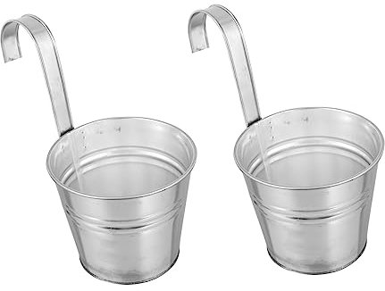 MAGICLULU 2 Sätze Hanging Pot Hakenblumentopf Hängepflanze Draußen Für Rustikal Mini Hängend Anlage Zeitgenössisch Balkon Blumentopf Blumen-hängeeimer Eisen Silber 2 Stück * 2