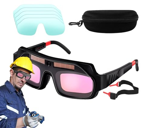 Mihauuke Schweißerschutzbrille | Automatisch Abdunkelnde Schweißerbrille - Augenschutz Mit UV-Beständig Verstellbar Für Schleifen Industrie Metallarbeiten
