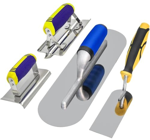 Uhidka Ensemble D'Outils pour Béton, Truelle de Piscine et Truelle de Bordure, Ainsi Que Bordureuse et Rainureuse pour Béton, Kit de Ciment pour Stuc, Construction de Maçonnerie