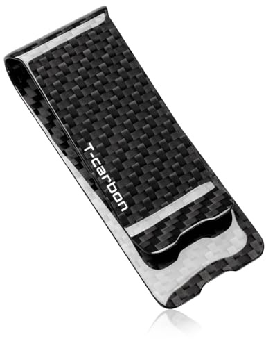 T-carbon Clip de dinero de fibra de carbono real para hombres, billetera delgada para dinero en efectivo y tarjetero de crédito para bolsillo frontal de negocios, negro mate (28 mm)