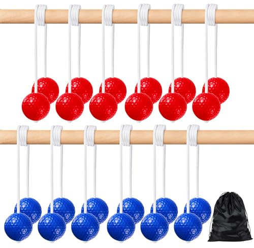 Lenwen 12 Pack Ladder Ball Replacement Bolas,Red, Blue