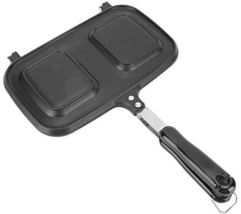 Cloimei Padella antiaderente professionale a doppia faccia in alluminio pressofuso, strumento per cucinare la colazione, per la domestica, ristorante, uso alberghiero, nero 26,8 x