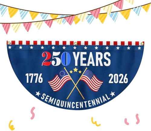 Bannière Du 250e Anniversaire – Ornement En Forme D'éventail De 250 Ans, Drapeau Patriotique De 1776 À 2026, Décoration De Célébration Rouge Blanc Bleu, Décoration De Jardin Et D'extérieur | Pour Clôt
