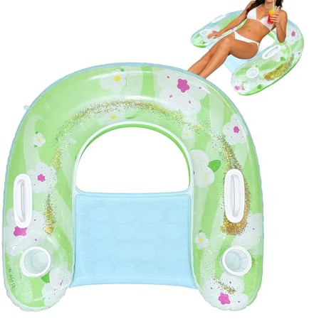 Flotador Hinchable para Piscina | Sillón Antideslizante con portavasos | Tumbona Flotante Inflable para Piscina y Playa | para Mujeres Hombres Viajes Vacaciones Diversión Acuática Tomar el Sol y