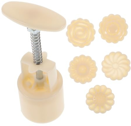 Gadpiparty Stampo per Mooncake 3d Pressione Manuale in Abs Bianco, Strumento per Dolci e Pasticceria Funzione Tagliapasta, per Baking e Fondant