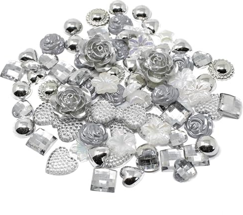 80 blandade silver shabby chic harts flatbacks – eleganta utsmyckningar för kreativa korttillverkning och scrapbooking-projekt