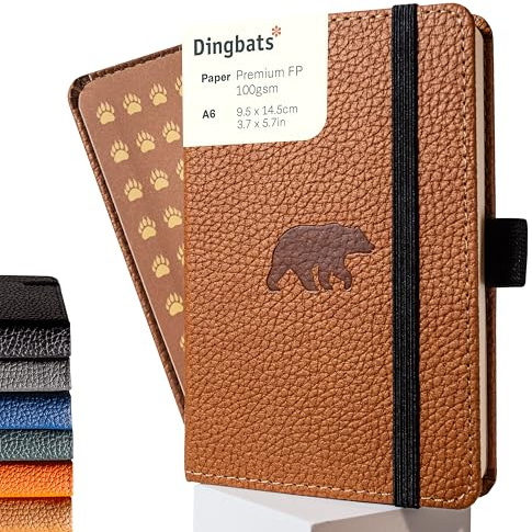 Dingbats* Tierwelt Kleines Notizbuch A6 Kariert, Hardcover PU Leder | Veganes Lederjournal zum Schreiben, für Arbeit & Reisen, Elastischer Verschluss, 9,5 x 14,5 cm, 192 Seiten, 100 g/m² Papier