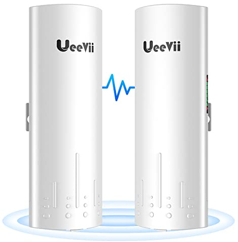 Wireless Bridge Point to Point Outdoor: UeeVii CPE450 5.8G 3Km Long Range Wi-Fi Bridge for Extend Network to Barn and Surveillance Range - Work with Starlink, 14dBi MIMO Antenna,48V POE Powered, 2pcs