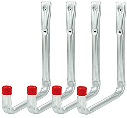 VORMANN Wandhaken Gerätehaken Garagenhaken Lasthaken Haken| Traglast 22 kg | witterungsbeständig | U-Form, 4-teiliges Set, Größe: 302 x 250 x 93 x 210 mm | Made in Germany