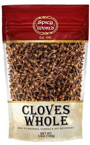 Whole Cloves 3.5 Oz Bag - Great for Foods, Tea, Pomander Balls, and even Potpourri - by Spicy World