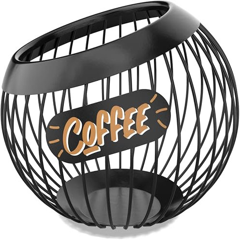 KUSOVILI Coffee Pod Basket, Large Capacity Organiser, Metal, Black
