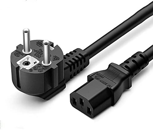 CABLEPELADO Cable de alimentación CPU | Enchufe Tipo F (CEE 7/4) 90° en Ángulo en Toma de Entrada C13 Enchufe | Sección 0.75mm² | Ordenador, Monitor, Impresora | Negro | 2 Metros