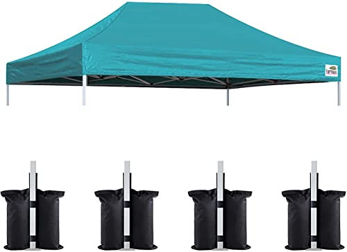 Eurmax USA Pop-Up-Pavillon-Zeltabdeckung, nur Ersatzteil, Bonus 4-teilige Gewichtstasche (25,4 x 38,1 cm, Türkis)