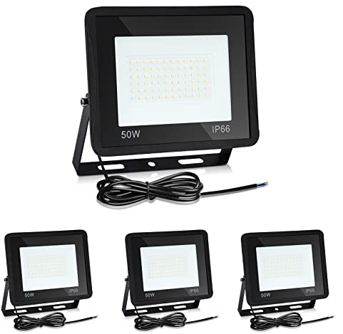 Izrielar Projecteur d'extérieur à LED 50W, d'éclairage 4x LED 3000K blanc chaud, lampe super lumineuse 4225LM pour la décoration de maison d'arbre de fête d'anniversaire de mariage, sans prise
