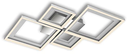 BRILONER Leuchten - Deckenlampe LED, Stufenweise Dimmbar, schwenkbare Deckenleuchte, Frame, Hinterschnitt, Alu-Chrom, 530x530x75 mm, 3727-019