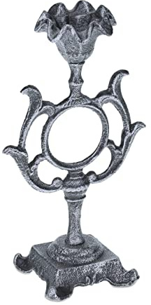 Relaxdays Kerzenständer antik, Kerzenhalter für Stabkerzen Ø 4 cm, Vintage Kerzenleuchter Gusseisen, H. 28,5 cm, Silber