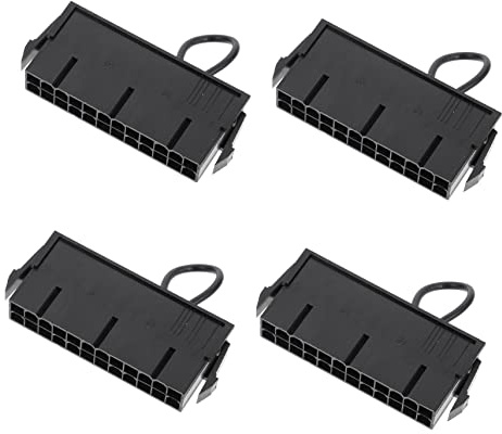 ATX Netzteil Jumperbrücke Abs für 20 und 24-pin | Psu Anschlussstecker Starter, Netzteil Teststarter für Mainboard und Miner, Schwarz, 4 Stück Packung