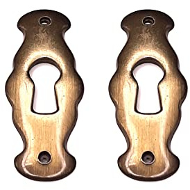 cyclingcolors Möbel Schlüsselblätter Beschlag Schlüssel-Schilder Schloss-Rosetten Möbelschild Schloss-Beschläge 18 x 46 mm Messing antik alt