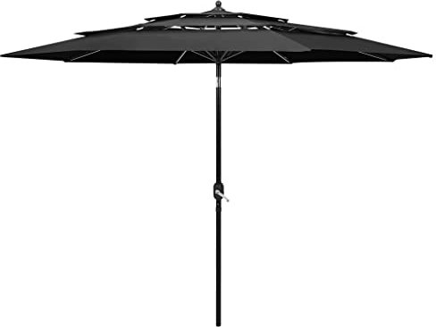 WIFESE Ombrellone da giardino con asta in alluminio, inclinabile, pieghevole, per balcone, giardino, terrazza, antracite., 300x243 cm