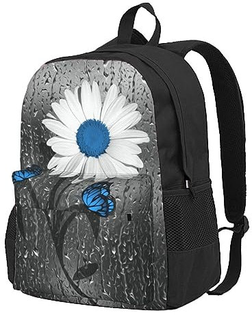 StOlmx White Blue Daisy Laptop Rucksack, Reiserucksack, große Wickeltasche, Arzttasche, Schwarz , One size