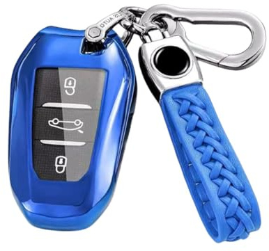 MEDZUK Schlüsselhülle Kompatibel mit Opel Mokka B | Mokka-e 2020-2024 2025 Autoschlüssel Hülle Schutz, Schlüsselgehäuse Zubehör mit Schlüsselanhänger (Blau)