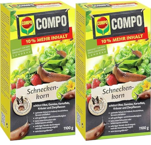 COMPO Schneckenkorn regenfest, Streugranulat gegen Nacktschnecken, 1,1 kg (Packung mit 2)