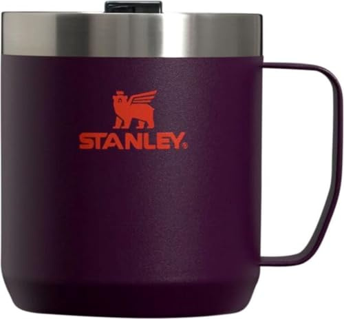 STANLEY Taza Stay Hot Camp – Taza aislada duradera de acero inoxidable 18/8 – Tapa Tritan™ sin salpicaduras – 12 onzas, ciruela