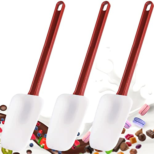 3 Stück Gummi Löffel für Bratpfanne (36 cm), Silikon Spachtel Kochen, Kuchenspatel Silikon Spatel Küche Antihaft, l zum Backen, Hitzebeständiger Spachtel BPA Frei