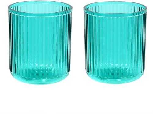 CAWEIN Lot de 2 gobelets de salle de bain incassables, passent au lave-vaisselle (vert et vert)