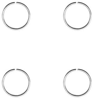 4 Stück sehr kleine Nasenringe, sehr dünn ohne Verschluss, 925er Sterlingsilber, 6 mm Innendurchmesser, 0,6 mm Dicke.