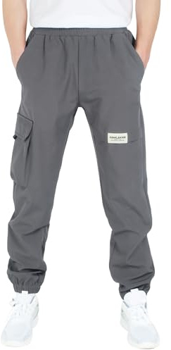 CAMLAKEE Kids Waterproof Trousers Boys Softshell Outdoor Trekking Cargo Joggers Pants